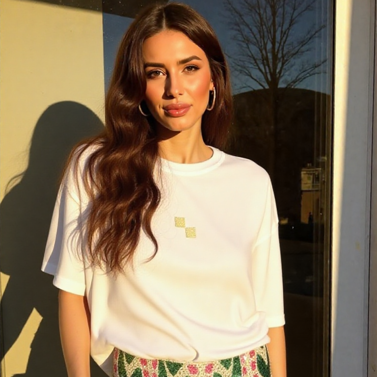 Snow Embroidered 3D Oversized T-Shirt