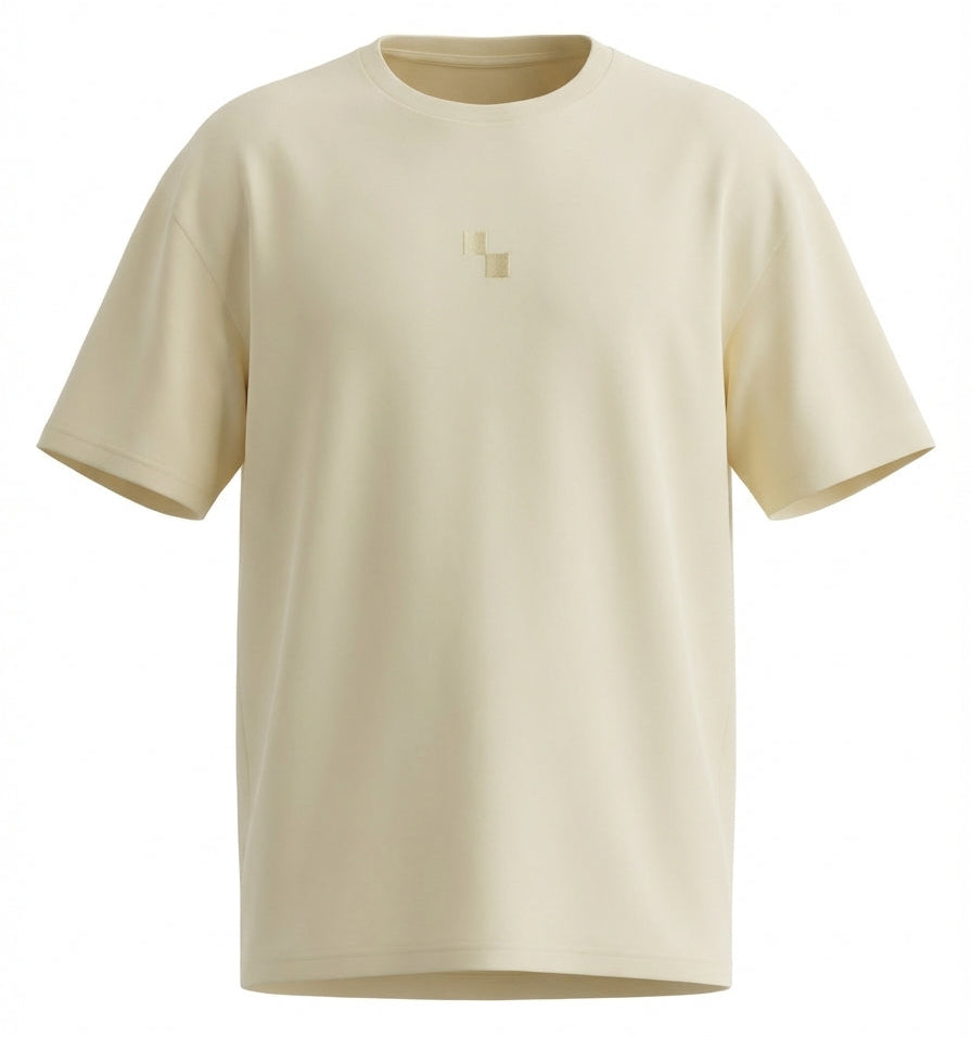 Apricot White Embroidered 3D Oversized T-Shirt